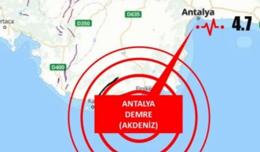 Antalya Demre'de Meydana Gelen 4.7 Büyüklüğündeki Deprem